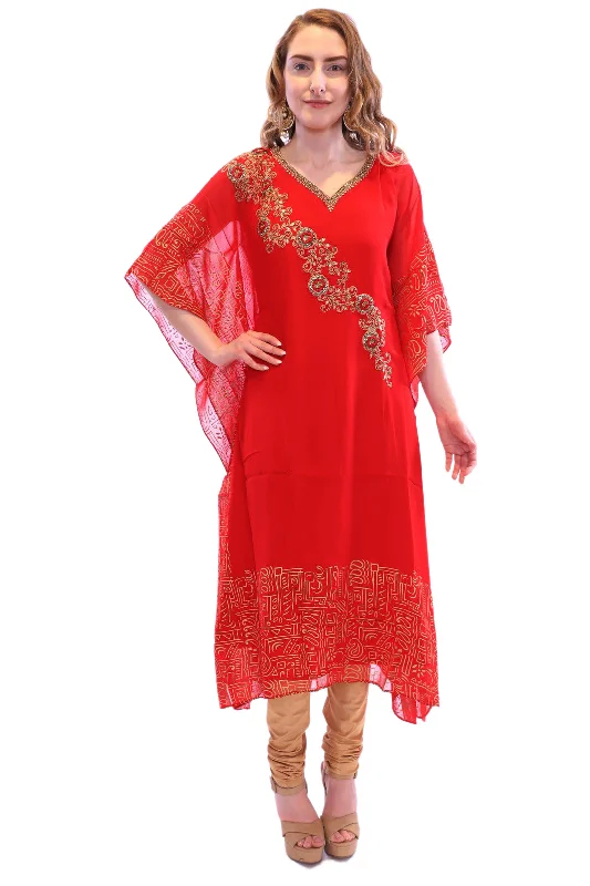New Deals Trendy Red Kaftan Style Long Kurti