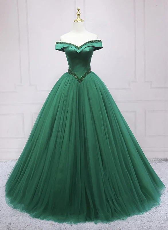 Must-Have Deals Green Beaded Ball Gown Sweetheart Tulle Party Dress, Green Sweet 16 Dress Must-Have Deals Green Beaded Ball Gown Sweetheart Tulle Party Dress, Green Sweet 16 Dress