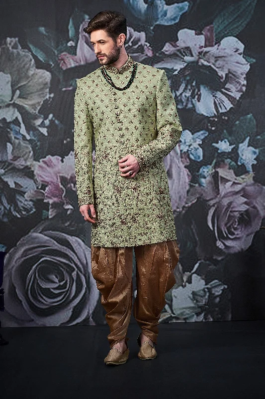 Season Finale Sale Glamorous Pista Indian Wedding Sherwani For Men - WS135040SNT
