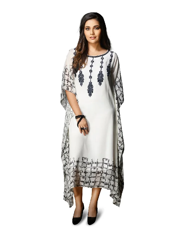 Huge Discounts Daisy White Kaftan Style Long Kurti