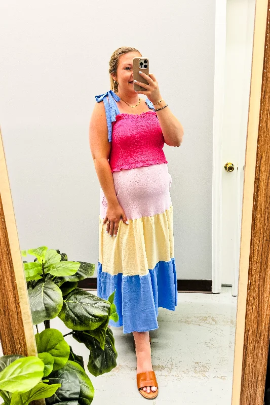 Stock Clearance Color Theory Tiered Maxi Dress