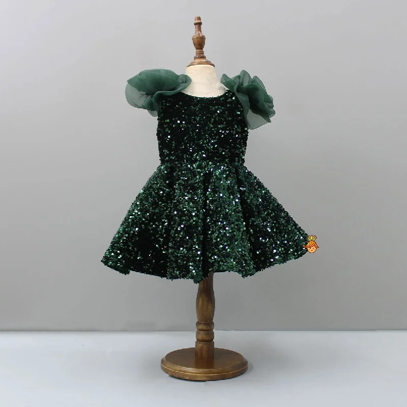 Flash Sale Sequined Velvet Green Dress