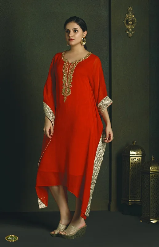 Lowest Price Classic Red Kaftan Style Long Kurti
