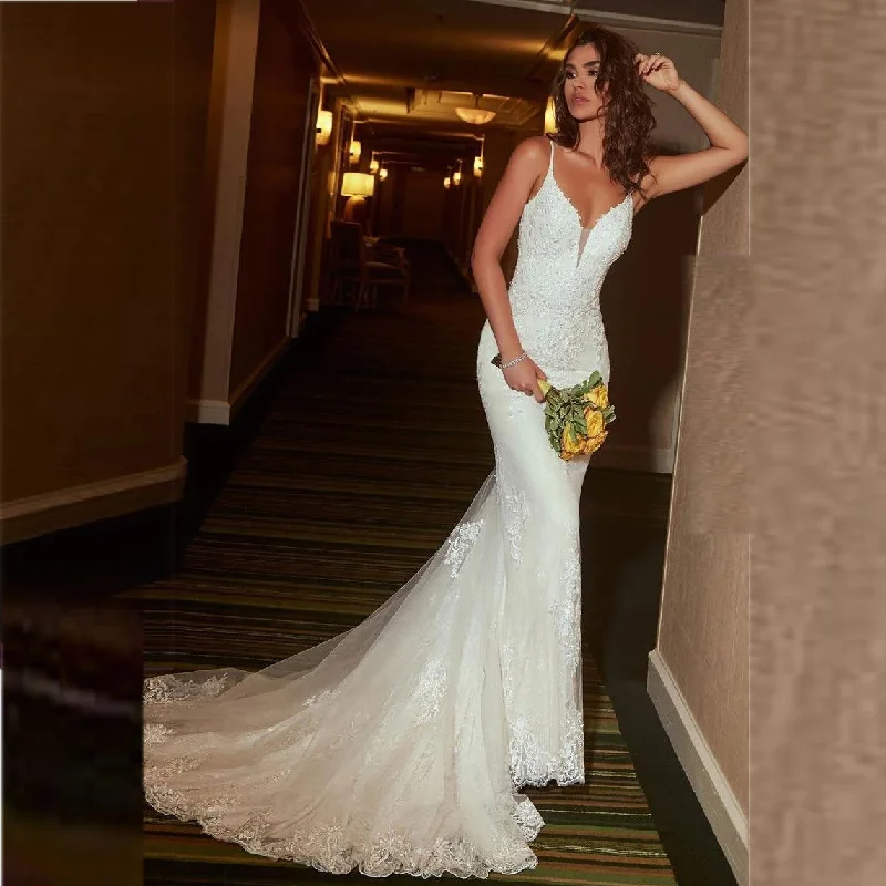 Hurry In Women's Open Back Lace Wedding Dress