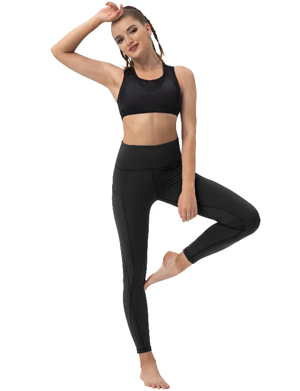 High Waist Side Pockets Running Pants black_Running