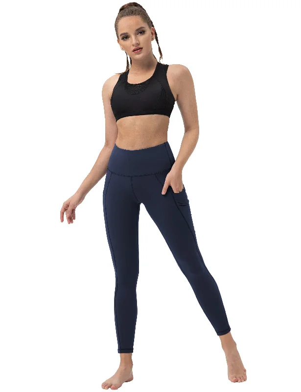 High Waist Side Pockets Jogging Pants darknavy_Jogging