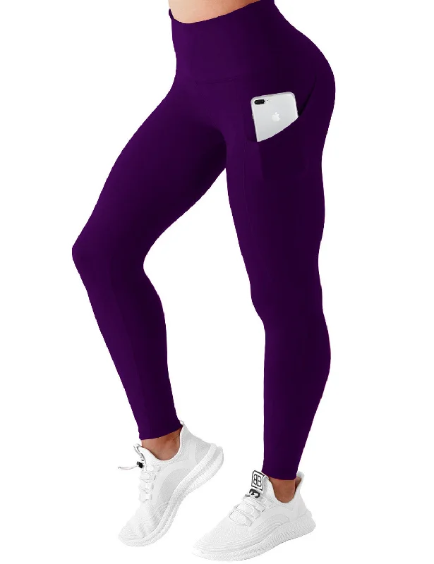 Super Sale Unbeatable pricesHigh Waist Side Pockets Gym Pants eggplantpurple_Gym