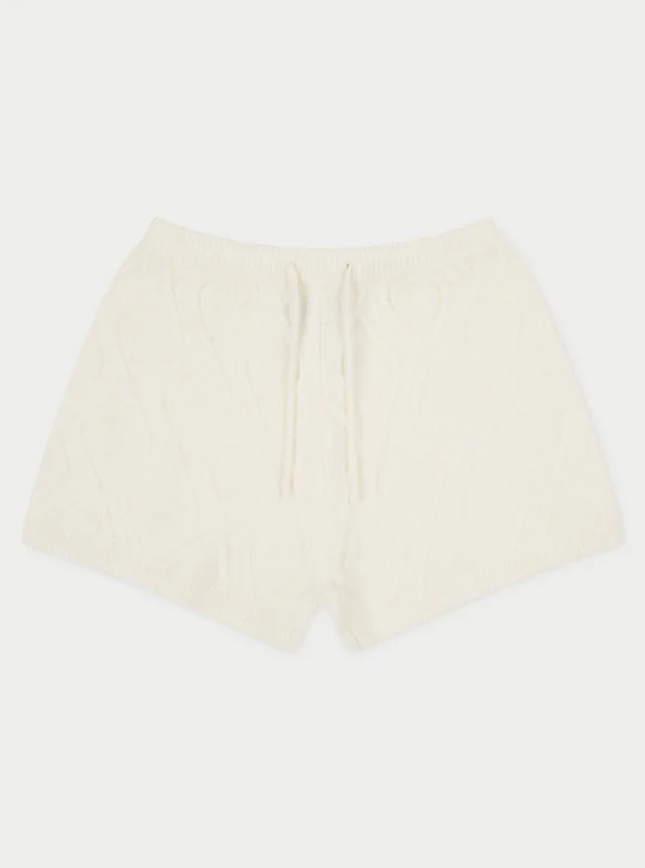 CABLE KNITTED SHORTS - OFF WHITE