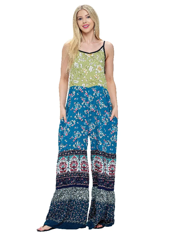 Closeout Limited time offer clothingJumpsuit Boho Overall Patchwork Floral Wide Leg