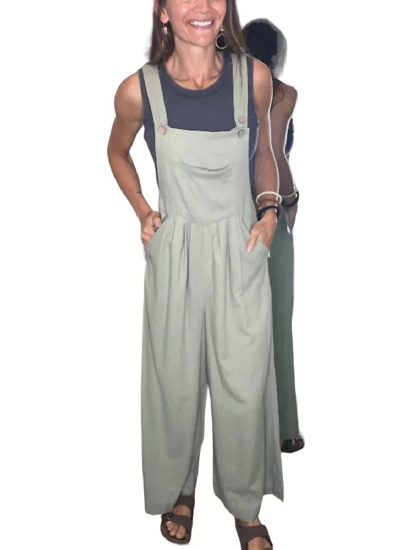 Extra Discounts Seasonal picksLinen Jumpsuit In Sage