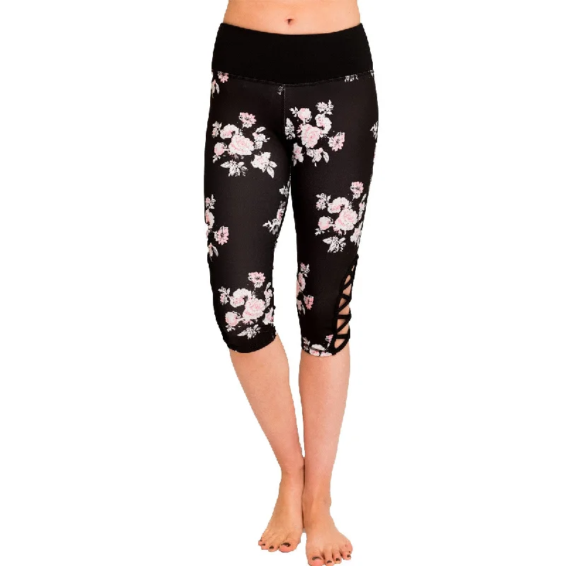 Value Deals Flash salesPrint  hi-rise Capri with a side crisscross strap cutout