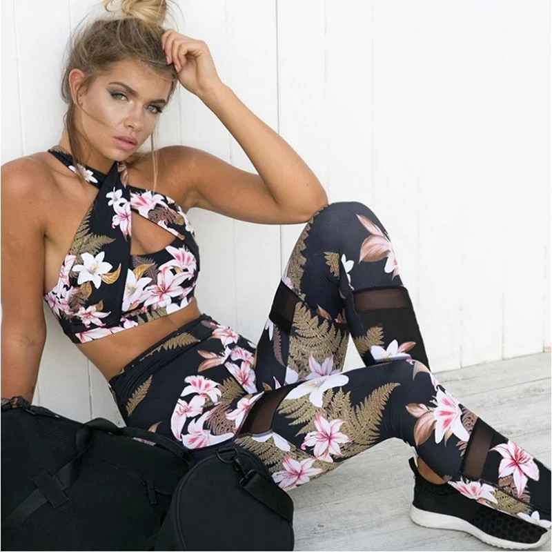Act Now Hot dealsVutru 2 Piece Floral Print Yoga Set Women Sexy Tracksuit For Women Gym Fitness Clothes Bra+Long Pants Running Tights Sport Suit Act Now Hot dealsVutru 2 Piece Floral Print Yoga Set Women Sexy Tracksuit For Women Gym Fitness Clothes Bra+Long Pants Running Tights Sport Suit
